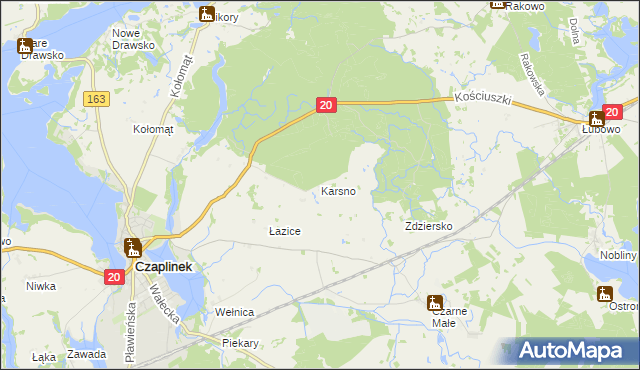 mapa Karsno, Karsno na mapie Targeo