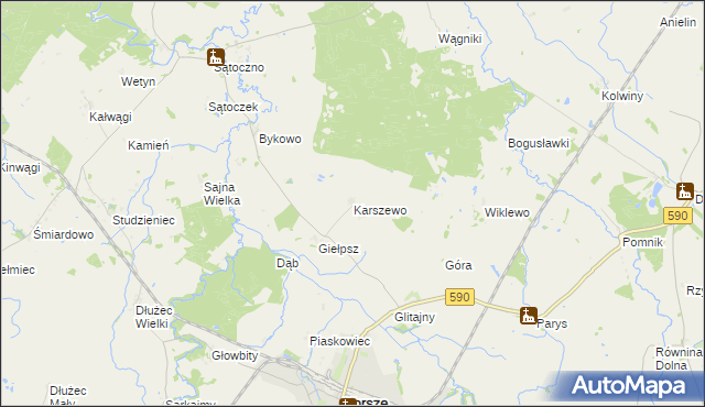 mapa Karszewo gmina Korsze, Karszewo gmina Korsze na mapie Targeo