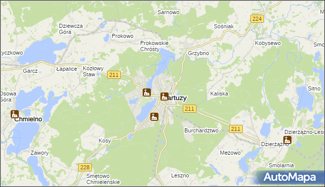 mapa Kartuzy, Kartuzy na mapie Targeo