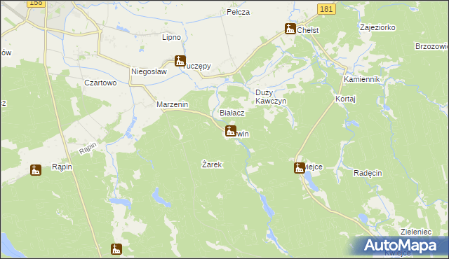 mapa Karwin gmina Drezdenko, Karwin gmina Drezdenko na mapie Targeo