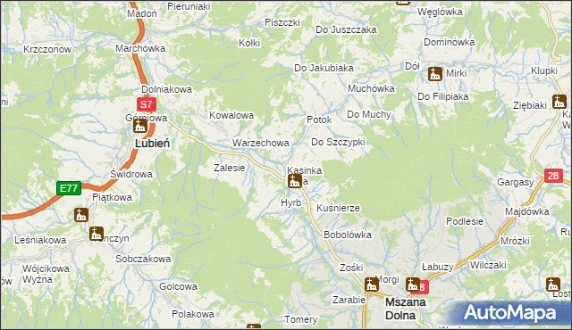 mapa Kasinka Mała, Kasinka Mała na mapie Targeo