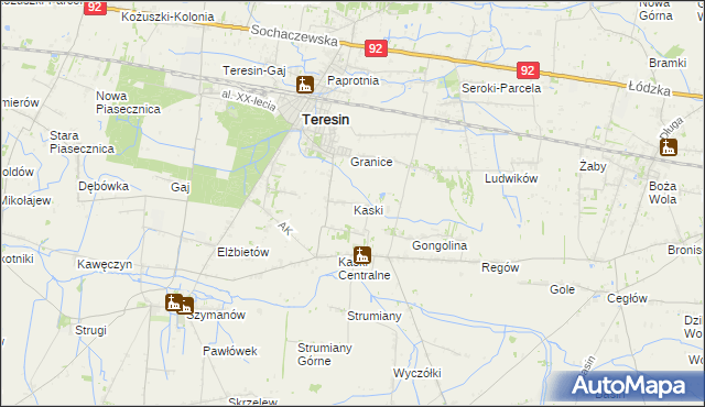 mapa Kaski gmina Baranów, Kaski gmina Baranów na mapie Targeo