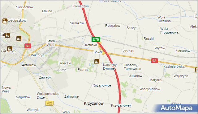 mapa Kaszewy Kościelne, Kaszewy Kościelne na mapie Targeo