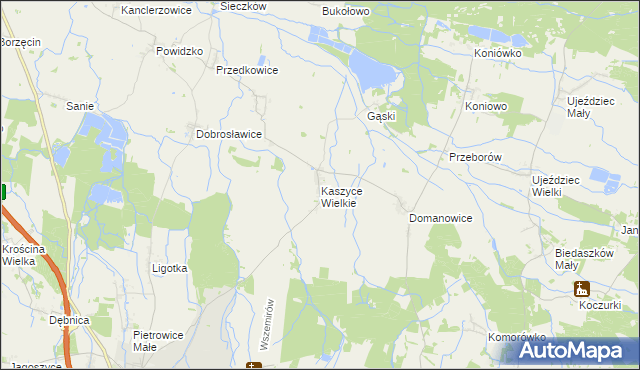 mapa Kaszyce Wielkie, Kaszyce Wielkie na mapie Targeo