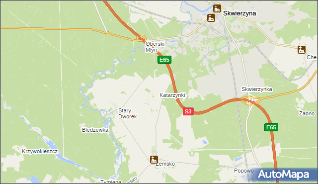 mapa Katarzynki gmina Bledzew, Katarzynki gmina Bledzew na mapie Targeo