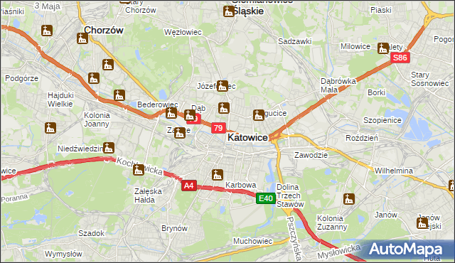 mapa Katowic, Katowice na mapie Targeo