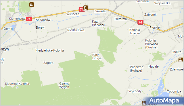 mapa Kąty Drugie, Kąty Drugie na mapie Targeo