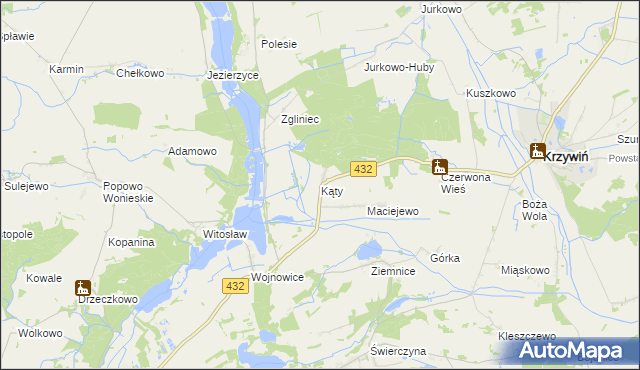 mapa Kąty gmina Osieczna, Kąty gmina Osieczna na mapie Targeo
