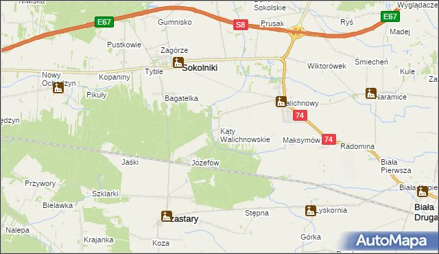 mapa Kąty Walichnowskie, Kąty Walichnowskie na mapie Targeo