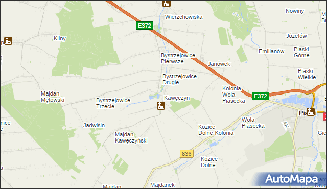 mapa Kawęczyn gmina Piaski, Kawęczyn gmina Piaski na mapie Targeo