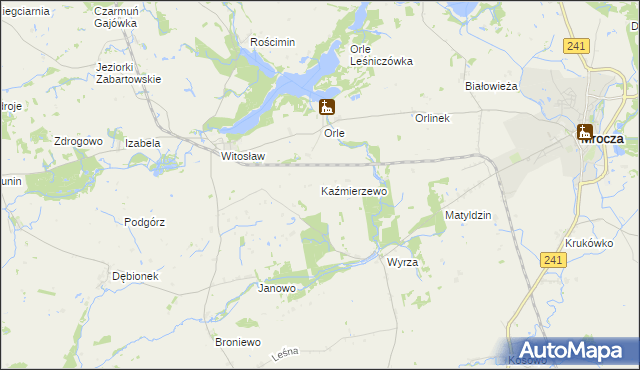 mapa Kaźmierzewo gmina Mrocza, Kaźmierzewo gmina Mrocza na mapie Targeo