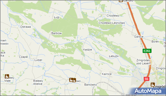 mapa Kędzie gmina Żmigród, Kędzie gmina Żmigród na mapie Targeo