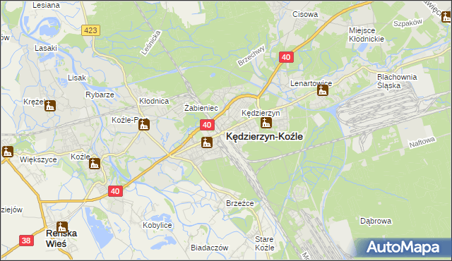 mapa Kędzierzyna-Koźle, Kędzierzyn-Koźle na mapie Targeo