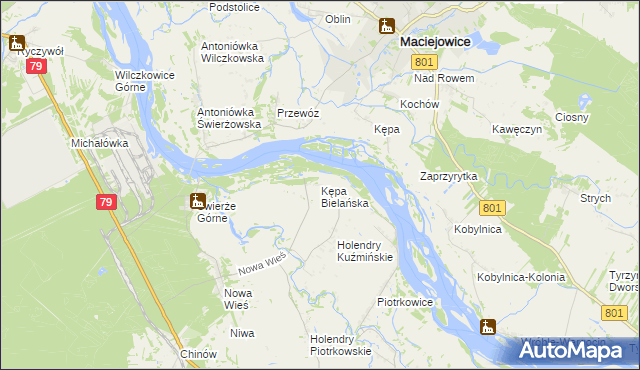 mapa Kępa Bielańska, Kępa Bielańska na mapie Targeo