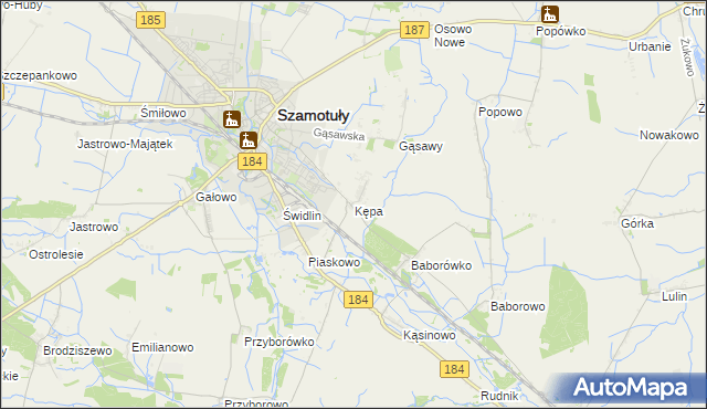 mapa Kępa gmina Szamotuły, Kępa gmina Szamotuły na mapie Targeo