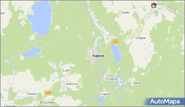 mapa Kępice powiat słupski, Kępice powiat słupski na mapie Targeo