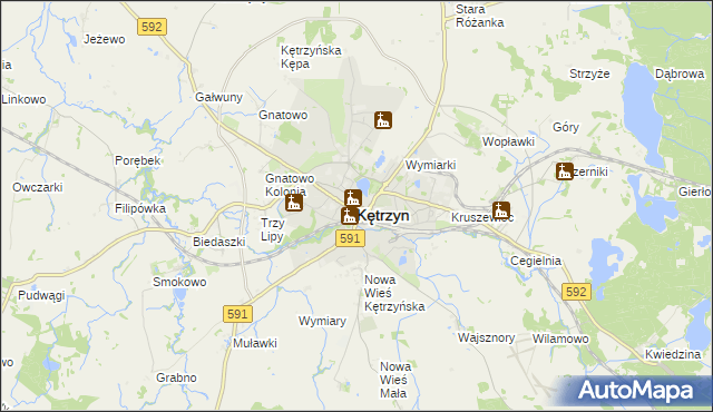 mapa Kętrzyn, Kętrzyn na mapie Targeo