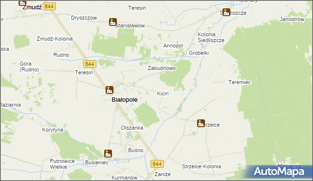 mapa Kicin gmina Białopole, Kicin gmina Białopole na mapie Targeo