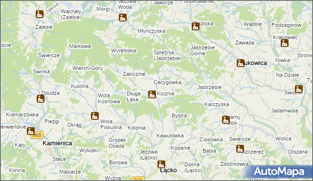 mapa Kicznia, Kicznia na mapie Targeo