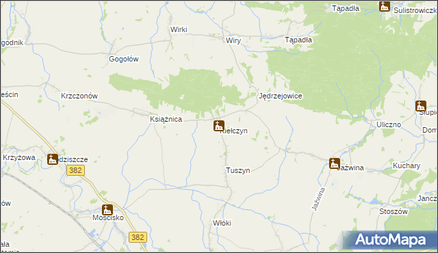 mapa Kiełczyn gmina Dzierżoniów, Kiełczyn gmina Dzierżoniów na mapie Targeo