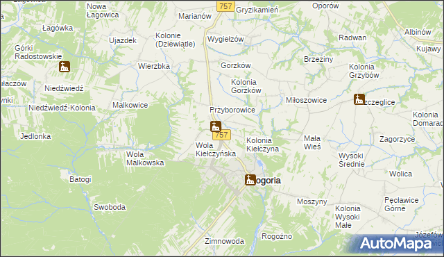 mapa Kiełczyna, Kiełczyna na mapie Targeo