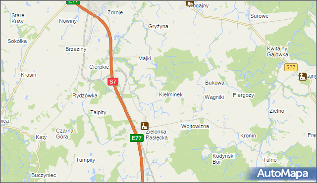 mapa Kielminek, Kielminek na mapie Targeo