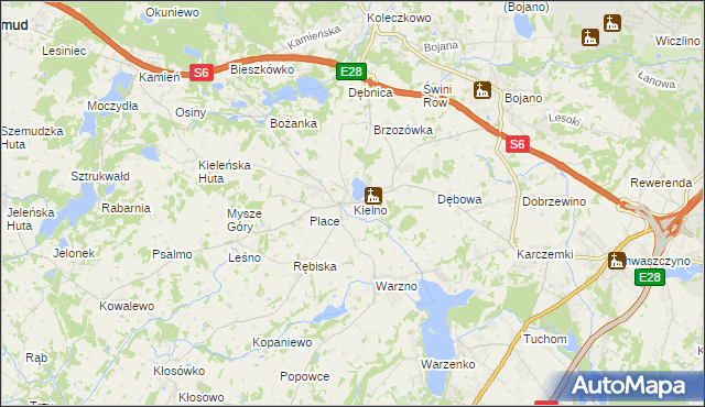 mapa Kielno gmina Szemud, Kielno gmina Szemud na mapie Targeo