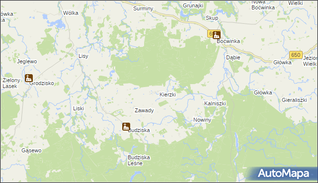 mapa Kierzki gmina Banie Mazurskie, Kierzki gmina Banie Mazurskie na mapie Targeo