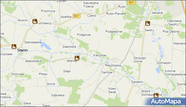 mapa Kierzków gmina Stanin, Kierzków gmina Stanin na mapie Targeo