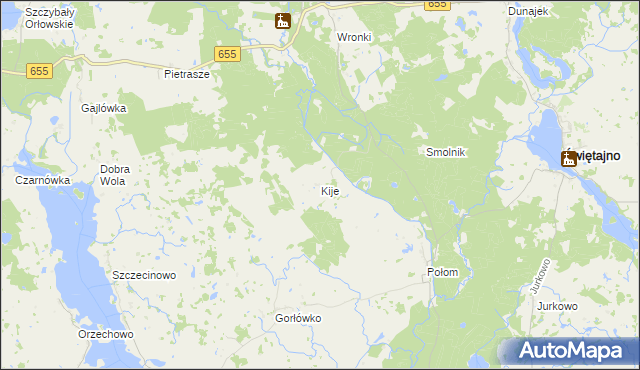 mapa Kije gmina Świętajno, Kije gmina Świętajno na mapie Targeo