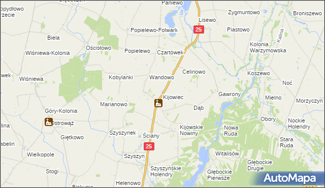 mapa Kijowiec gmina Ślesin, Kijowiec gmina Ślesin na mapie Targeo