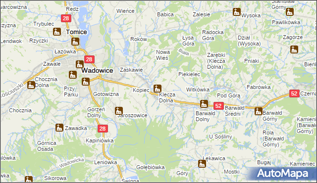 mapa Klecza Dolna, Klecza Dolna na mapie Targeo