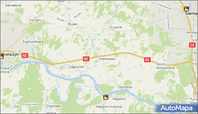 mapa Klekotowo gmina Siemiatycze, Klekotowo gmina Siemiatycze na mapie Targeo