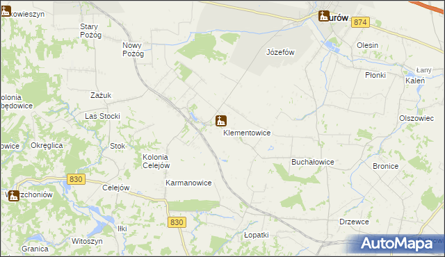 mapa Klementowice, Klementowice na mapie Targeo