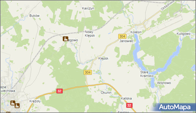 mapa Klępsk, Klępsk na mapie Targeo