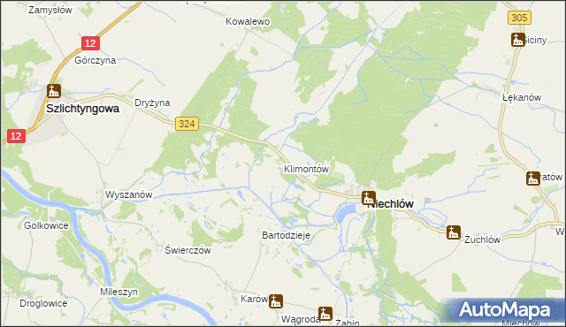 mapa Klimontów gmina Niechlów, Klimontów gmina Niechlów na mapie Targeo