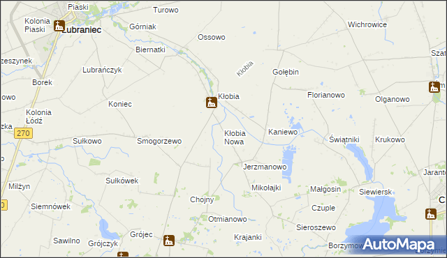 mapa Kłobia Nowa, Kłobia Nowa na mapie Targeo