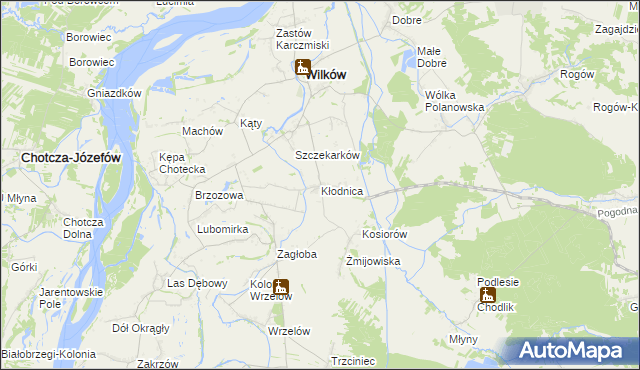 mapa Kłodnica gmina Wilków, Kłodnica gmina Wilków na mapie Targeo