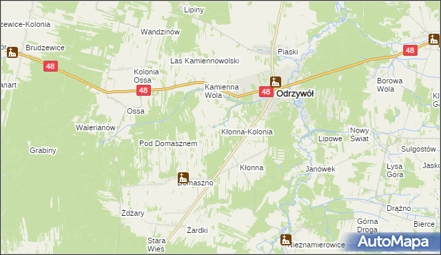 mapa Kłonna-Kolonia, Kłonna-Kolonia na mapie Targeo