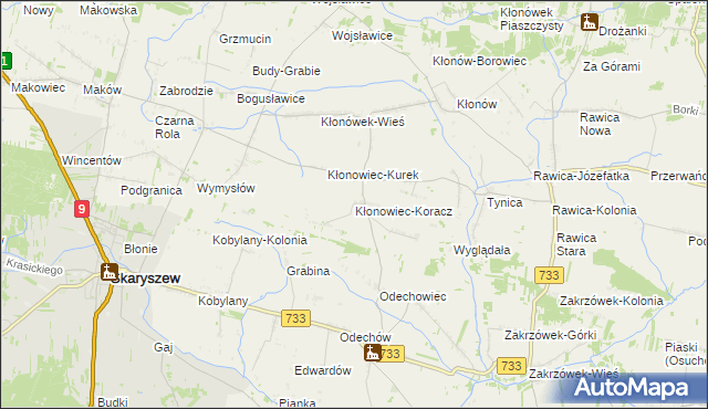 mapa Kłonowiec-Koracz, Kłonowiec-Koracz na mapie Targeo