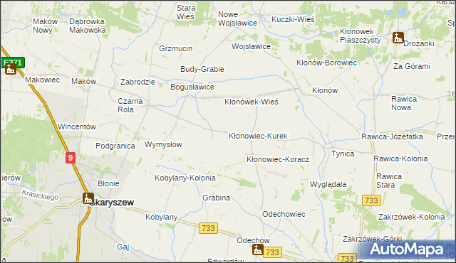 mapa Kłonowiec-Kurek, Kłonowiec-Kurek na mapie Targeo