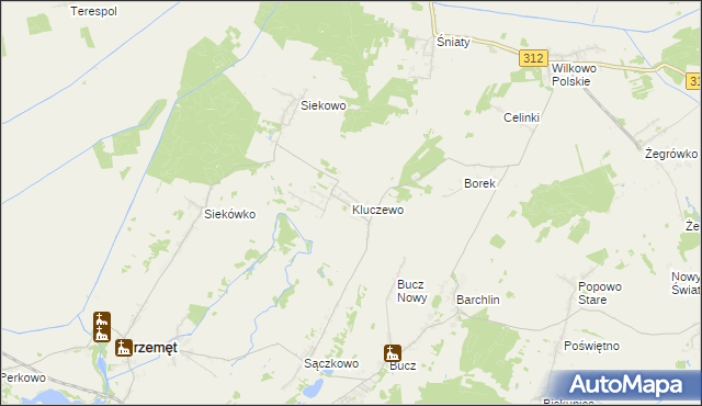 mapa Kluczewo gmina Przemęt, Kluczewo gmina Przemęt na mapie Targeo