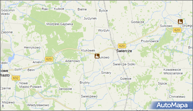 mapa Klukowo gmina Świercze, Klukowo gmina Świercze na mapie Targeo