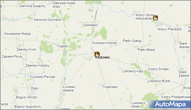 mapa Klukowo powiat wysokomazowiecki, Klukowo powiat wysokomazowiecki na mapie Targeo