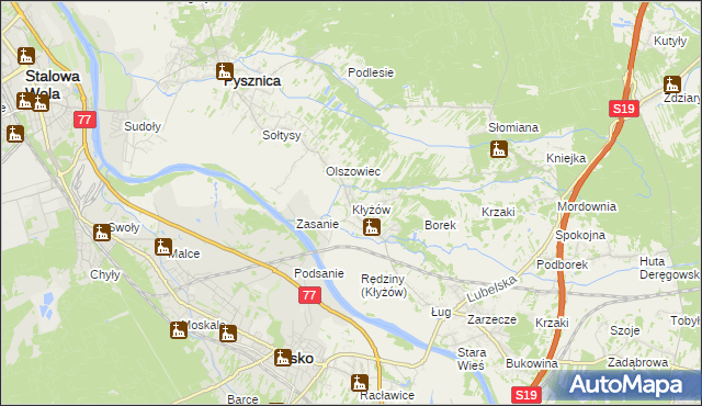 mapa Kłyżów, Kłyżów na mapie Targeo