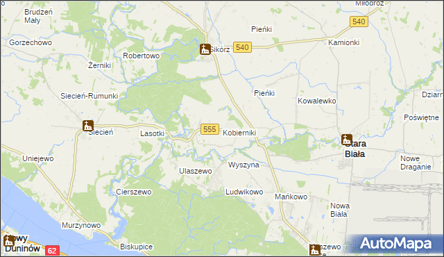 mapa Kobierniki gmina Stara Biała, Kobierniki gmina Stara Biała na mapie Targeo