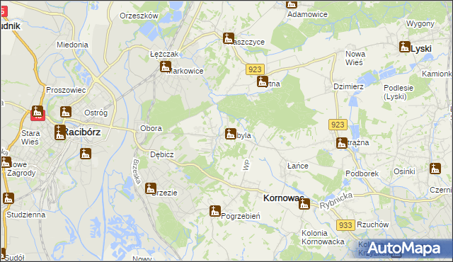 mapa Kobyla gmina Kornowac, Kobyla gmina Kornowac na mapie Targeo