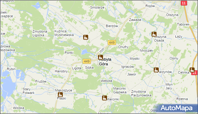 mapa Kobyla Góra powiat ostrzeszowski, Kobyla Góra powiat ostrzeszowski na mapie Targeo