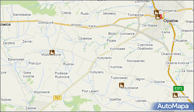 mapa Kobylanki gmina Opatów, Kobylanki gmina Opatów na mapie Targeo