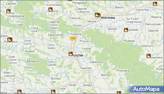 mapa Kobyle gmina Frysztak, Kobyle gmina Frysztak na mapie Targeo